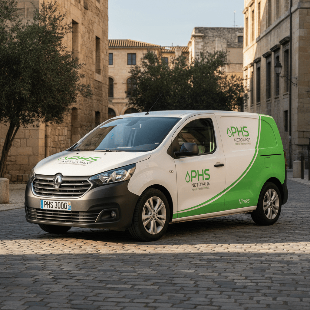 Véhicule à l'arrêt de la societe phs nettoyage