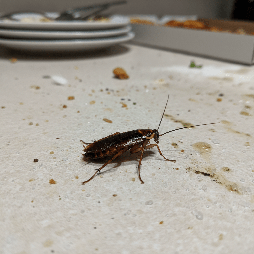 Cafard qui se déplace sur une surface dans une maison
