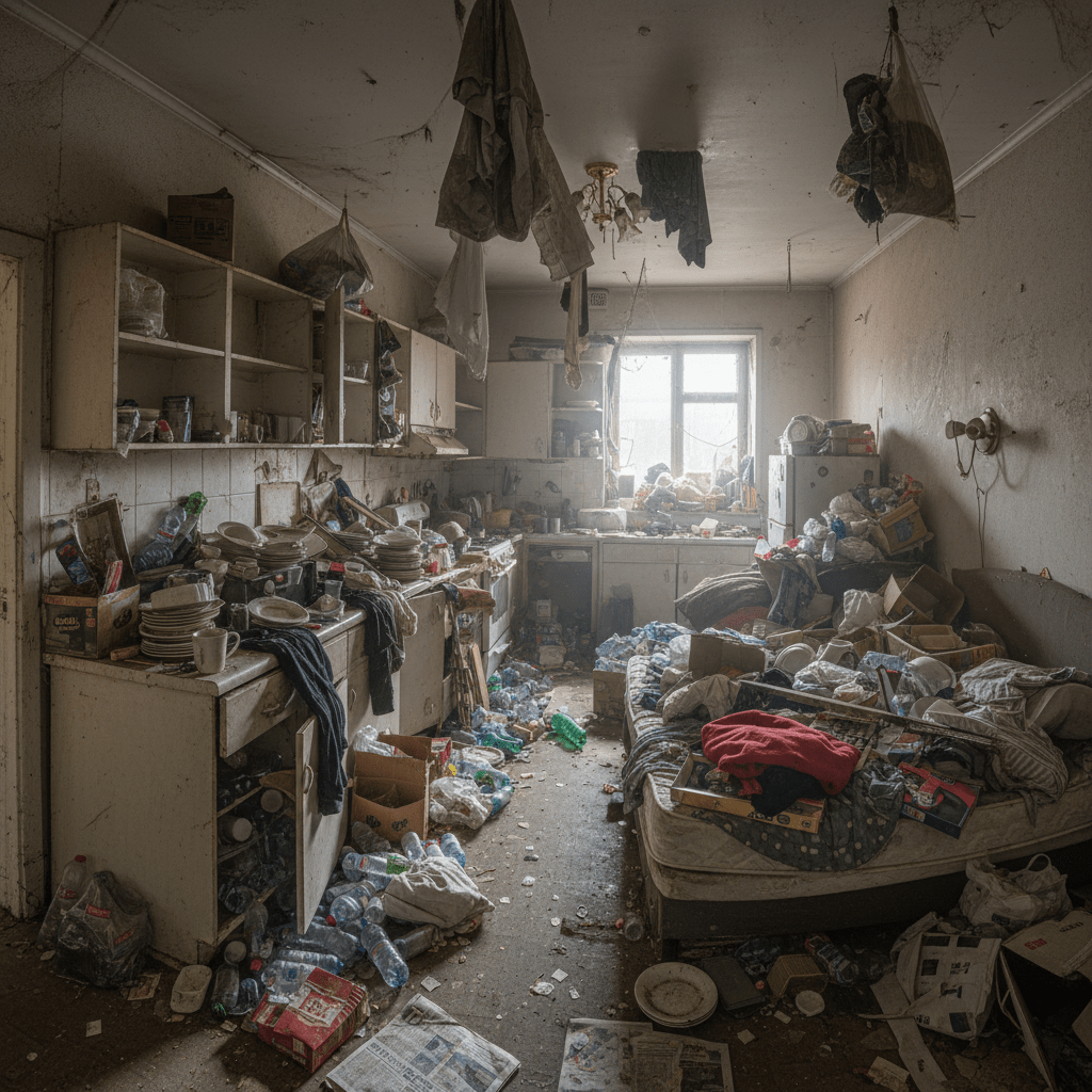 Cuisine très sale et remplit de dechet