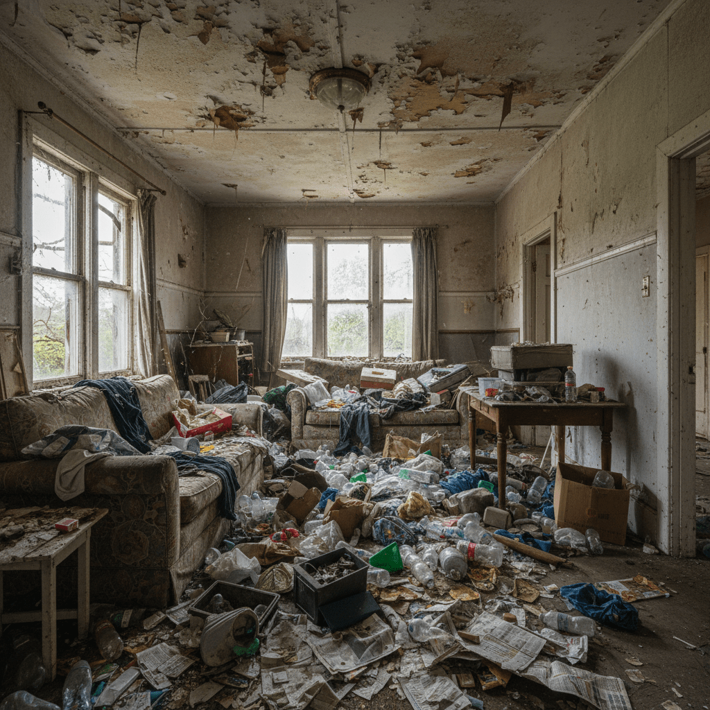 Salle à manger charger de detritu