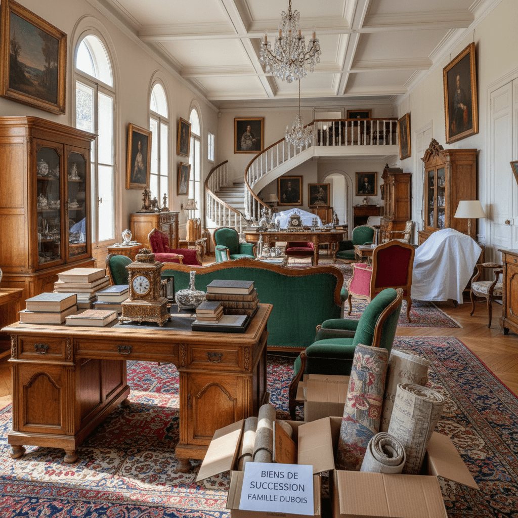 Maison très belle avec des affaires dans des cartons