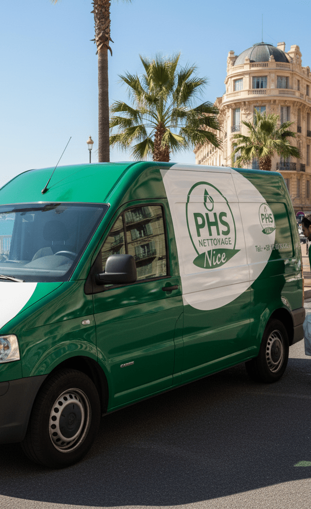 Fourgon de la société de nettoyage phs de Nice